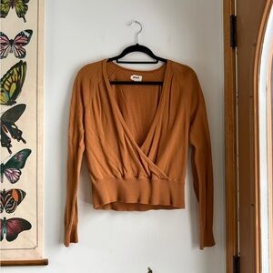 Pact Organic Cotton Orange Faux Wrap Long Sleeve